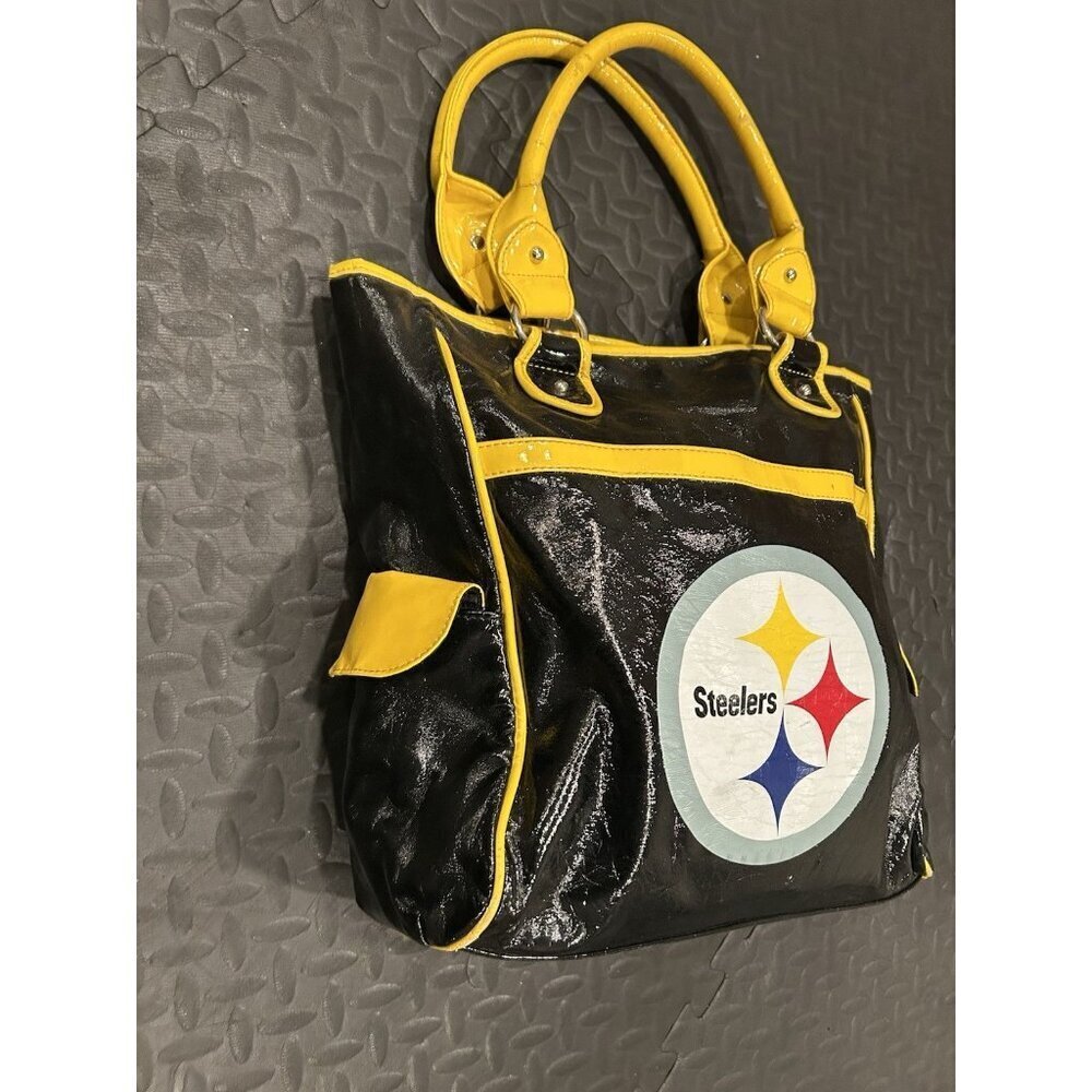 Pittsburgh Steelers Tote Bag NFL Football Vinyl Water Resistant Large Black Gold - Picture 3 of 15